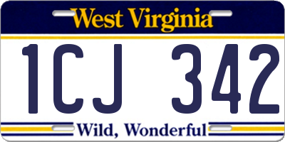 WV license plate 1CJ342