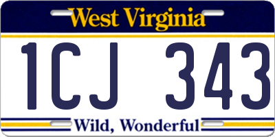 WV license plate 1CJ343