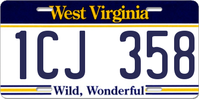 WV license plate 1CJ358