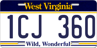 WV license plate 1CJ360