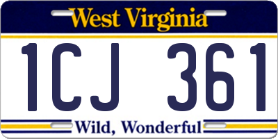 WV license plate 1CJ361
