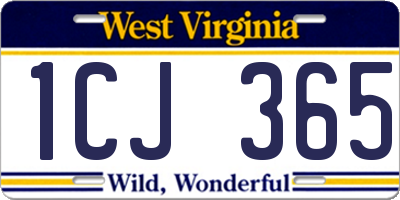 WV license plate 1CJ365