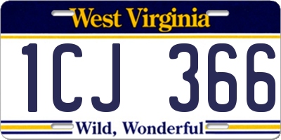 WV license plate 1CJ366