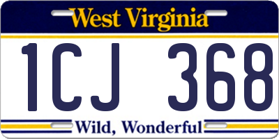WV license plate 1CJ368
