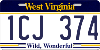 WV license plate 1CJ374