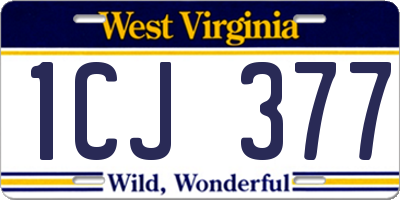 WV license plate 1CJ377