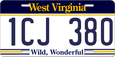 WV license plate 1CJ380