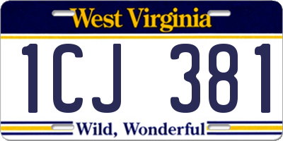 WV license plate 1CJ381