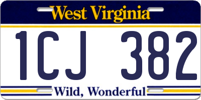 WV license plate 1CJ382