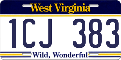 WV license plate 1CJ383