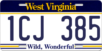 WV license plate 1CJ385