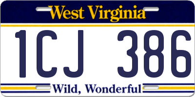WV license plate 1CJ386