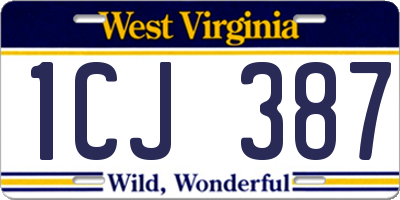 WV license plate 1CJ387