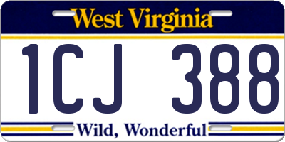WV license plate 1CJ388