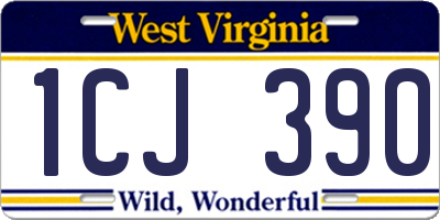 WV license plate 1CJ390