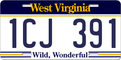 WV license plate 1CJ391