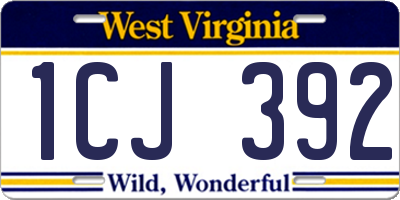 WV license plate 1CJ392