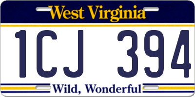 WV license plate 1CJ394