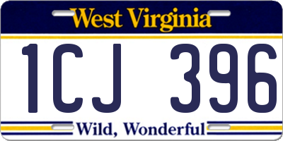 WV license plate 1CJ396
