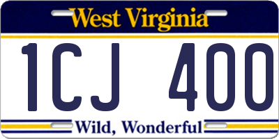 WV license plate 1CJ400