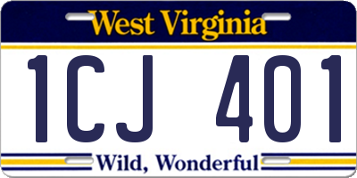 WV license plate 1CJ401