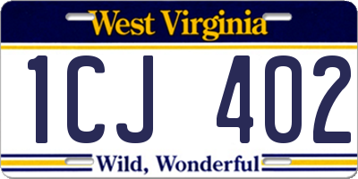 WV license plate 1CJ402