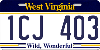 WV license plate 1CJ403