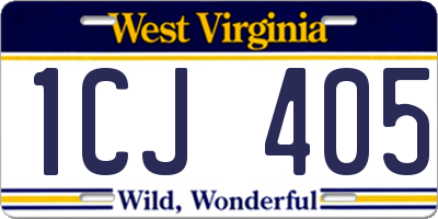 WV license plate 1CJ405