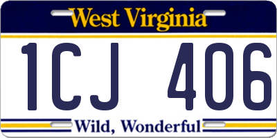 WV license plate 1CJ406