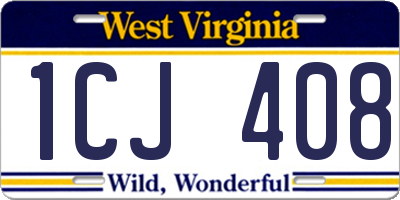 WV license plate 1CJ408