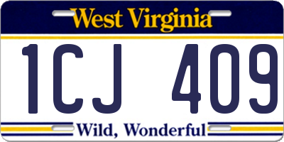 WV license plate 1CJ409