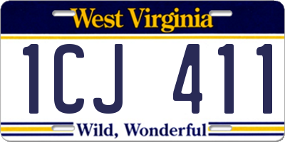WV license plate 1CJ411