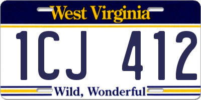 WV license plate 1CJ412