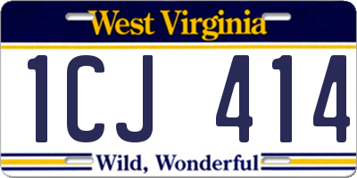 WV license plate 1CJ414