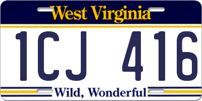 WV license plate 1CJ416