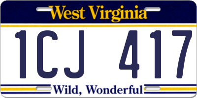 WV license plate 1CJ417