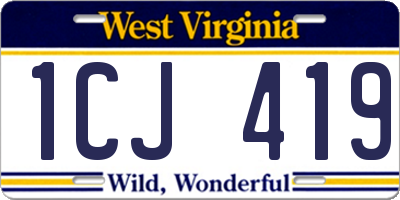 WV license plate 1CJ419