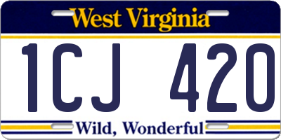 WV license plate 1CJ420