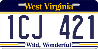 WV license plate 1CJ421