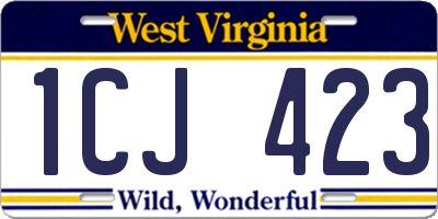 WV license plate 1CJ423
