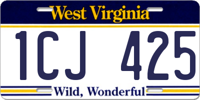 WV license plate 1CJ425