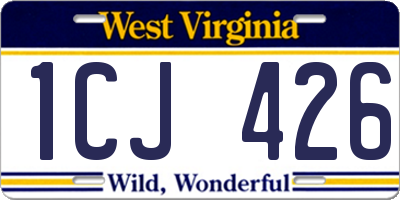 WV license plate 1CJ426