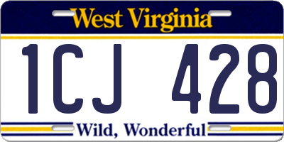 WV license plate 1CJ428