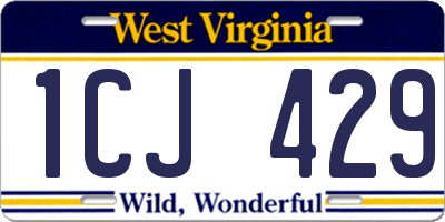 WV license plate 1CJ429