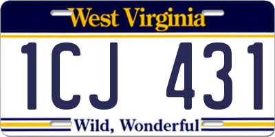 WV license plate 1CJ431