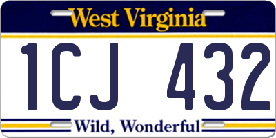 WV license plate 1CJ432