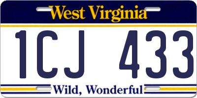 WV license plate 1CJ433