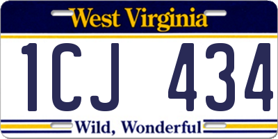 WV license plate 1CJ434