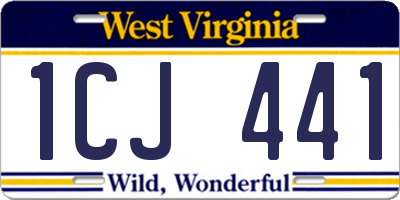 WV license plate 1CJ441
