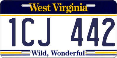 WV license plate 1CJ442